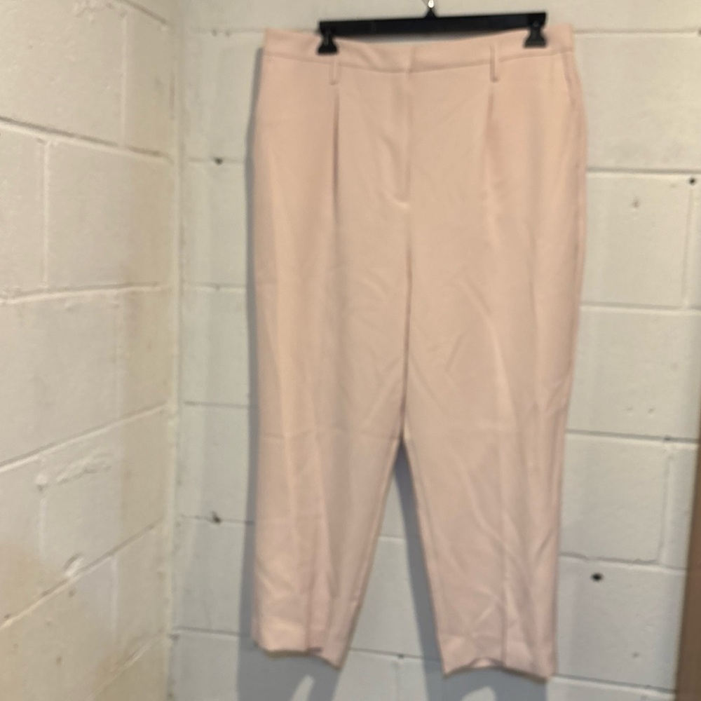 Ann Taylor pink belted ankle pants high waist stretch size 16 career work